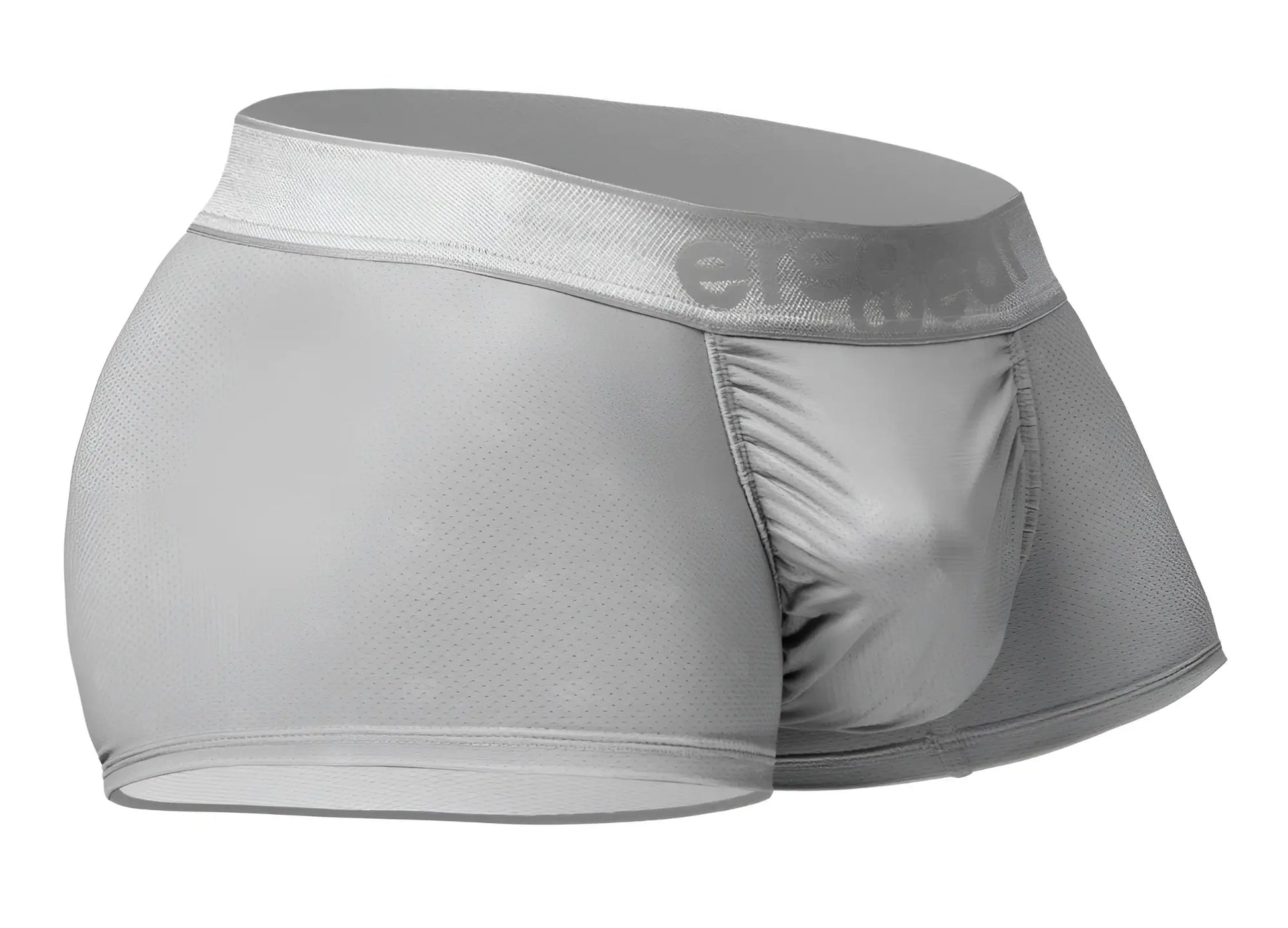 Gray mens briefs ergo wear ew1760 feel se trunks in silver with textured fabric and elastic waistband with brand logo