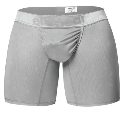 Gray ergonomic boxer briefs with mesh texture and ergogear waistband in silver from ergowear ew1761 feel se series