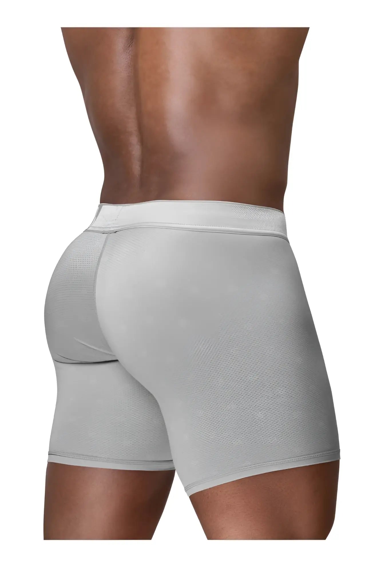 Gray textured ergoWear EW1761 feel SE boxer briefs in silver with solid waistband for comfortable everyday wear