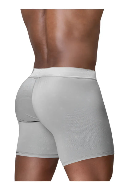 Gray textured ergoWear EW1761 feel SE boxer briefs in silver with solid waistband for comfortable everyday wear