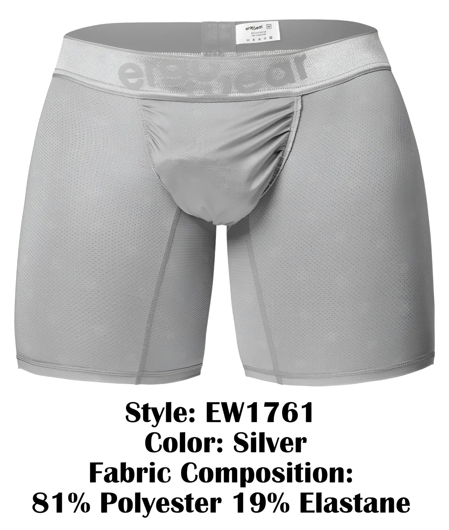 Silver ergo wear ew1761 feel se men’s boxer briefs with mesh texture and elevated gear elastic waistband