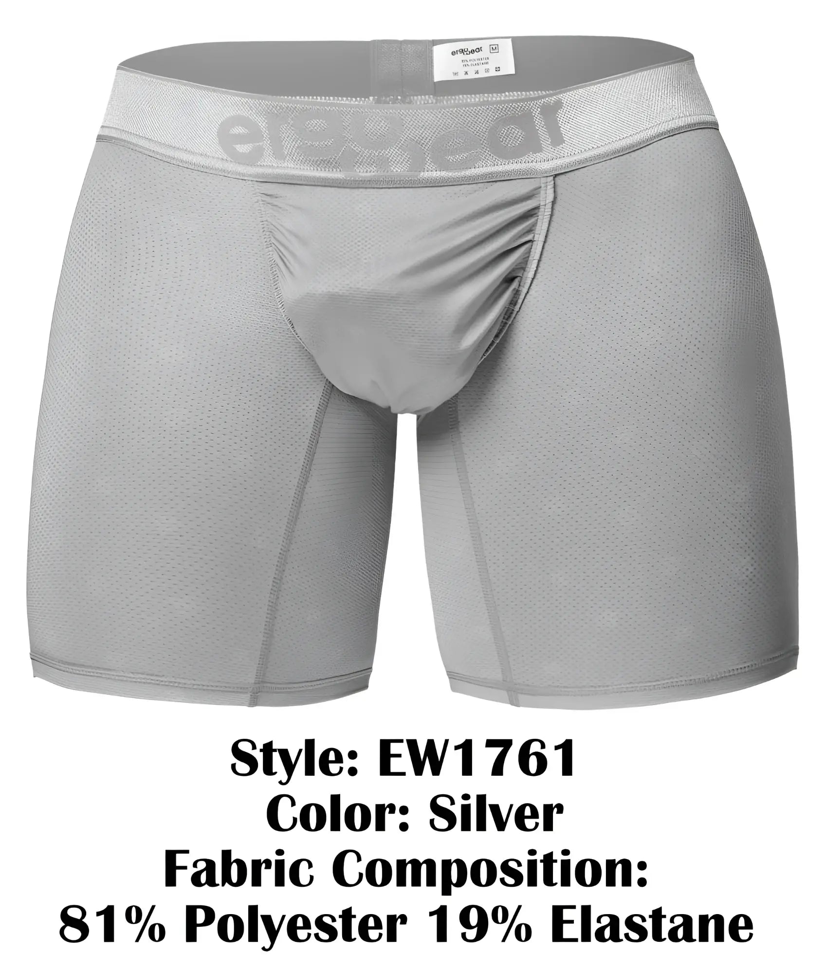 Silver ergo wear ew1761 feel se men’s boxer briefs with mesh texture and elevated gear elastic waistband