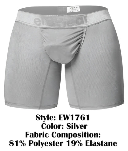 Silver ergo wear ew1761 feel se men’s boxer briefs with mesh texture and elevated gear elastic waistband