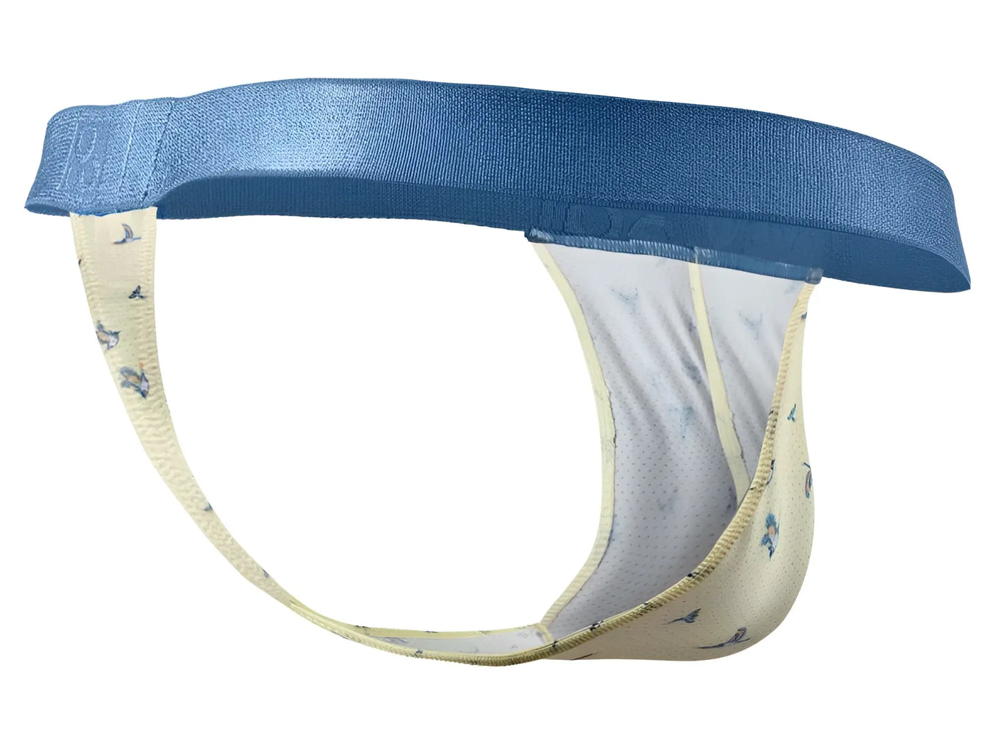 ErgoWear EW1768 SLK SE g-string men’s briefs in blue and cream with a subtle bird pattern in vanilla color