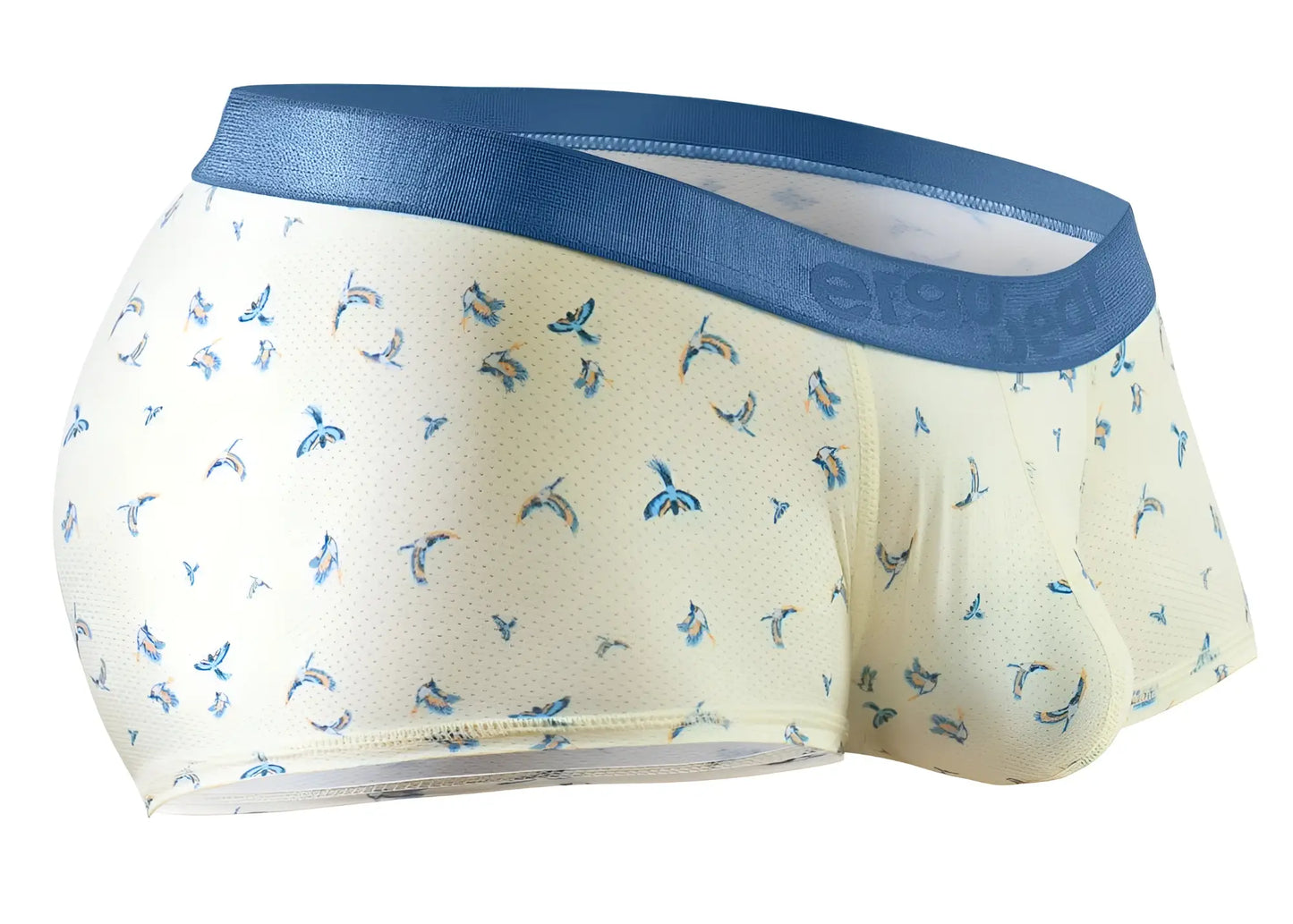 Ergowear ew1770 slk se trunks vanilla color cream briefs with blue whale pattern and solid blue waistband