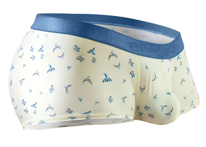 Ergowear ew1770 slk se trunks vanilla color cream briefs with blue whale pattern and solid blue waistband