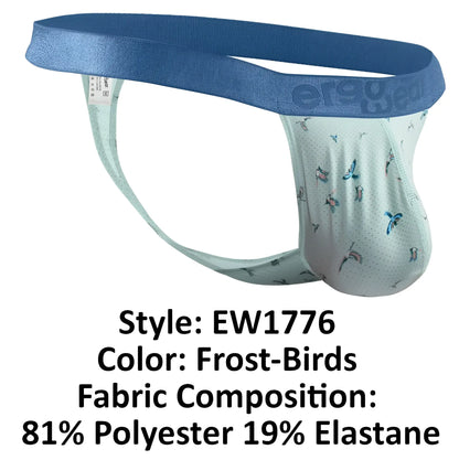 ErgoWear ew1776 slk se g-string men’s briefs in blue and light green with butterfly design made of polyester and elastane