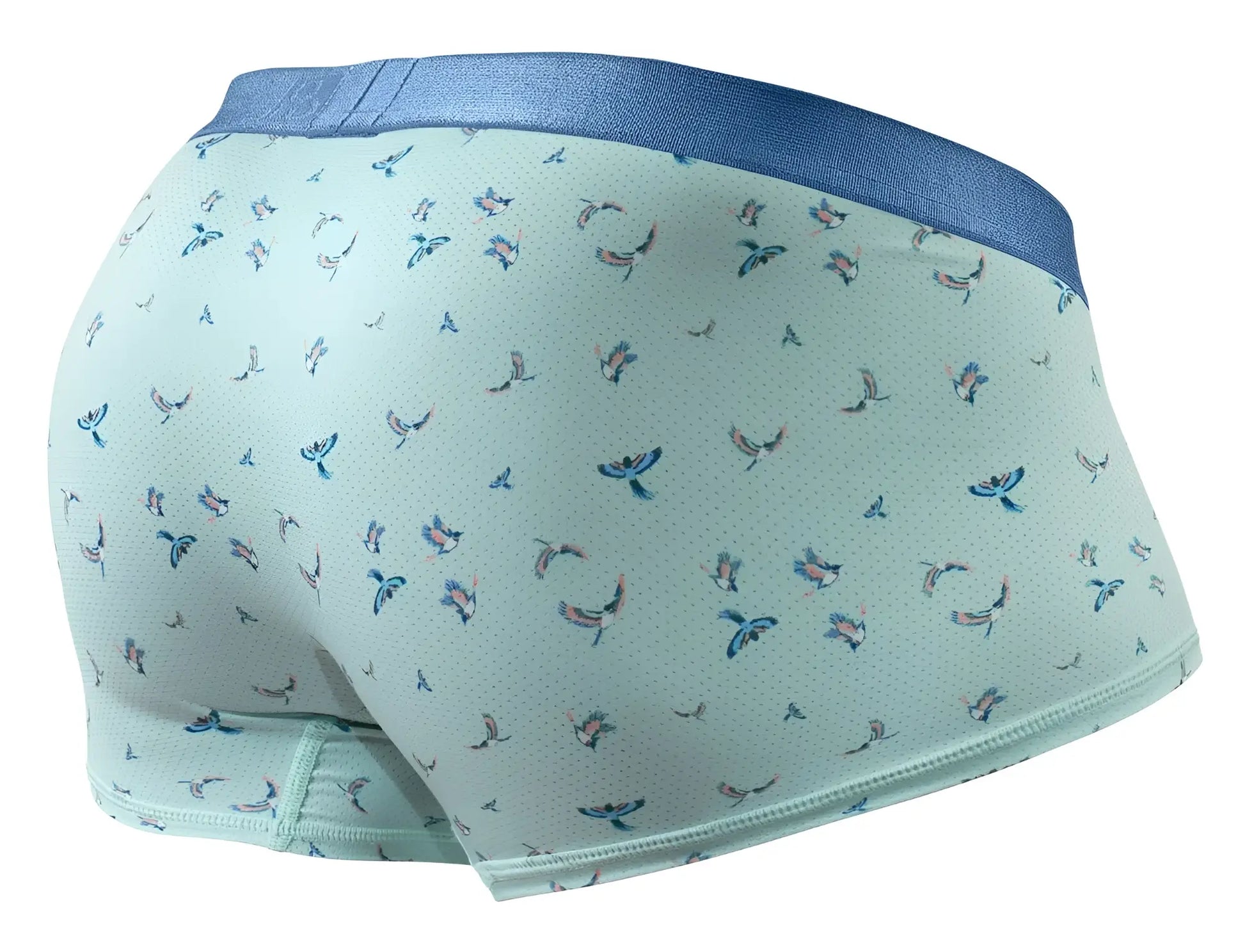Ergowear ew1778 slk se trunks frost-birds light blue boxer briefs with bird pattern and navy elastic waistband