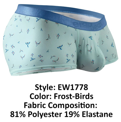 ErgoWear ew1778 slk se light blue men’s briefs with subtle bird pattern and matching elastic waistband
