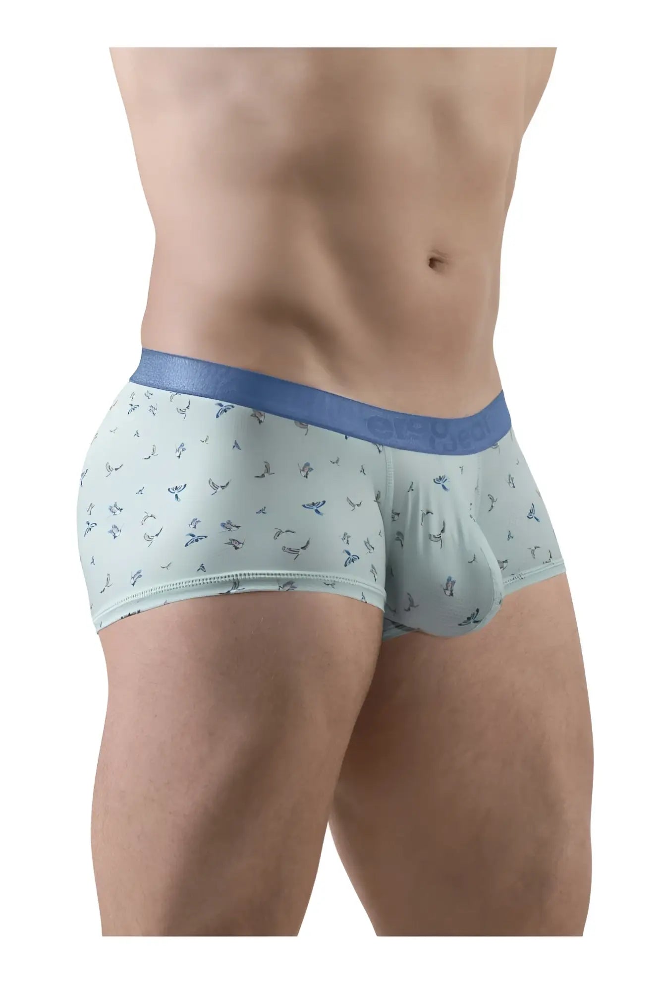 ErgoWear ew1778 slk se light blue men’s briefs with dark blue whale pattern and solid blue elastic waistband