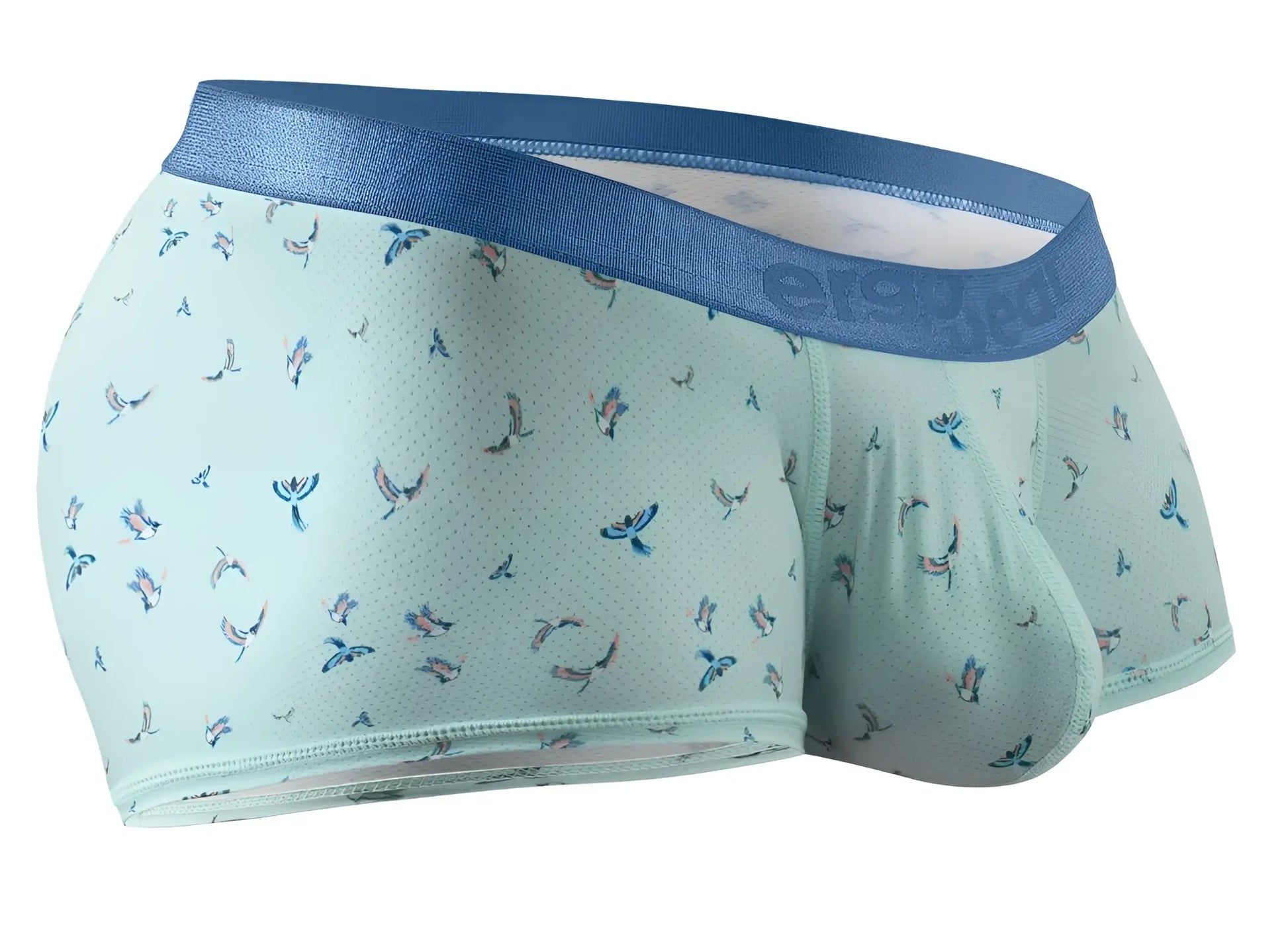 ErgoWear ew1778 slk se light blue men’s briefs with colorful bird pattern and dark blue elastic waistband
