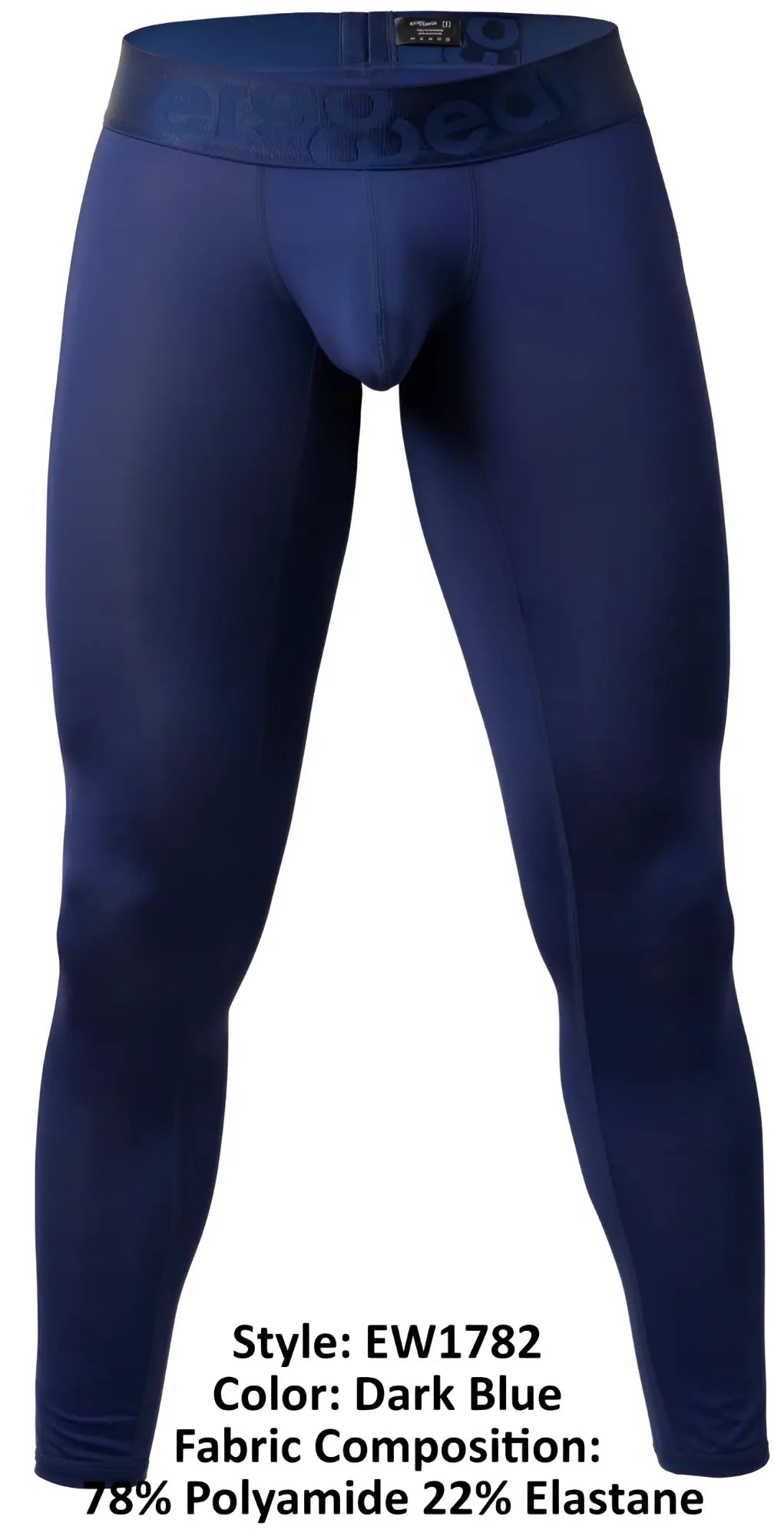 Dark blue men’s ergo wear ew1782 max bold compression tights with branded waistband made of polyamide and elastane