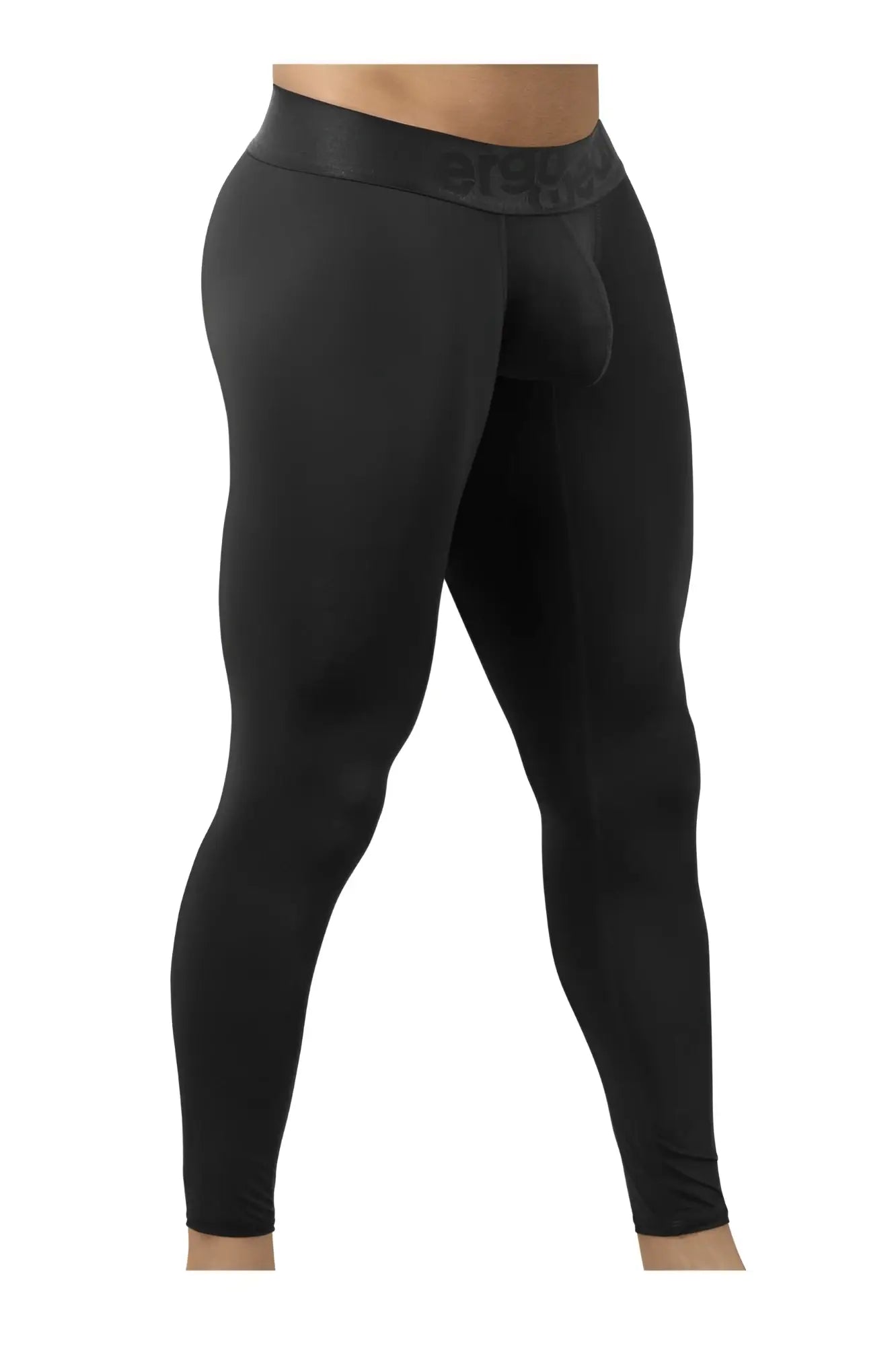 Black form-fitting compression tights with branded elastic waistband by ergowear ew1784 max bold athletic pants