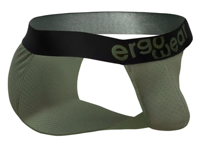Olive green ergonomic briefs with black ergo wear waistband in max flow bikini style ew1786 for active comfort
