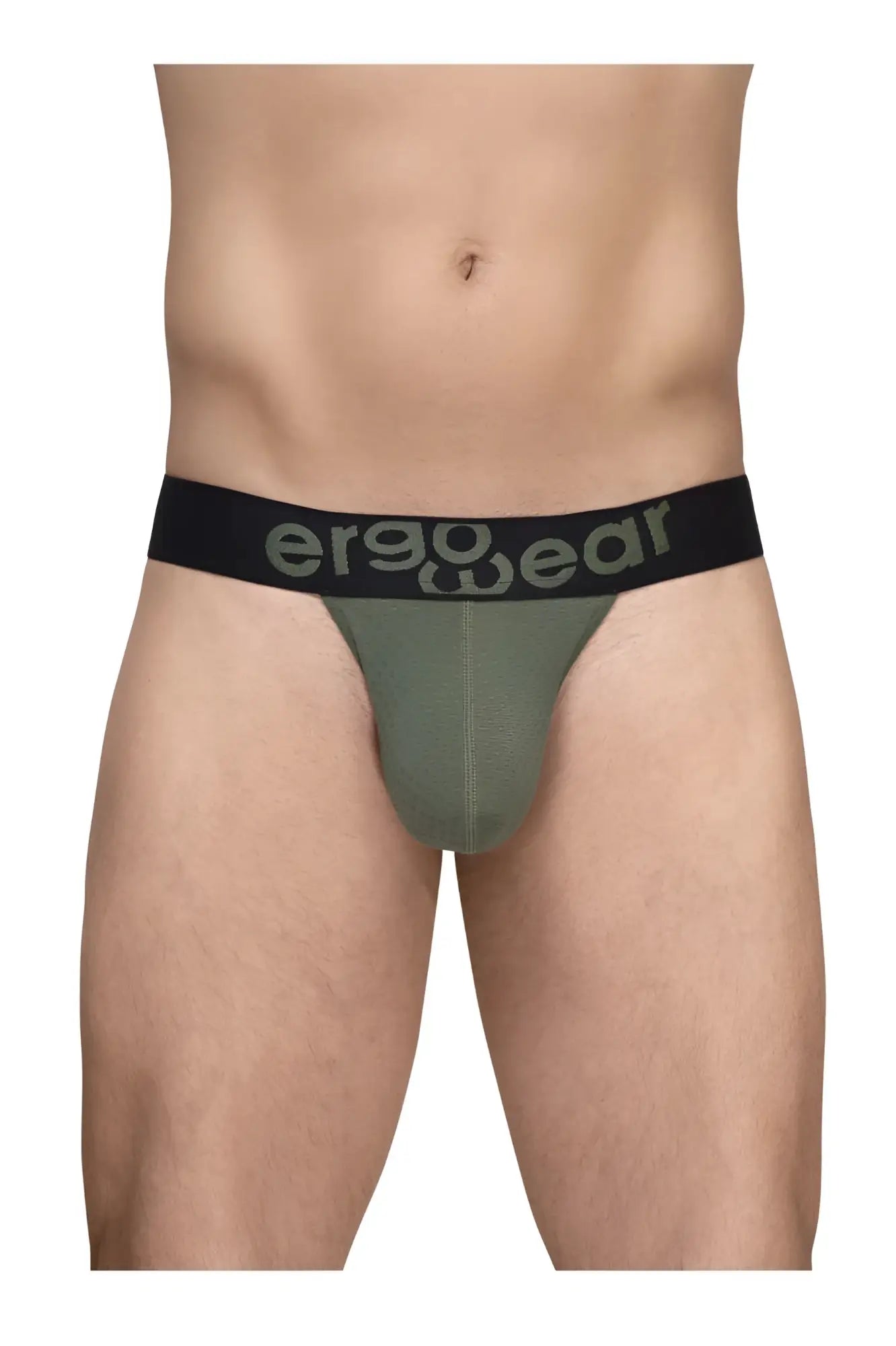 ErgoWear EW1786 MAX FLOW bikini briefs in olive green with black ergonomic waistband featuring gray logo