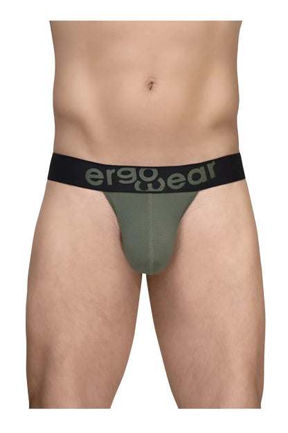 ErgoWear EW1786 MAX FLOW bikini briefs in olive green with black ergonomic waistband featuring gray logo
