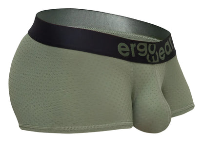Olive green ergo wear ew1787 max flow mesh briefs with black elastic waistband and logo