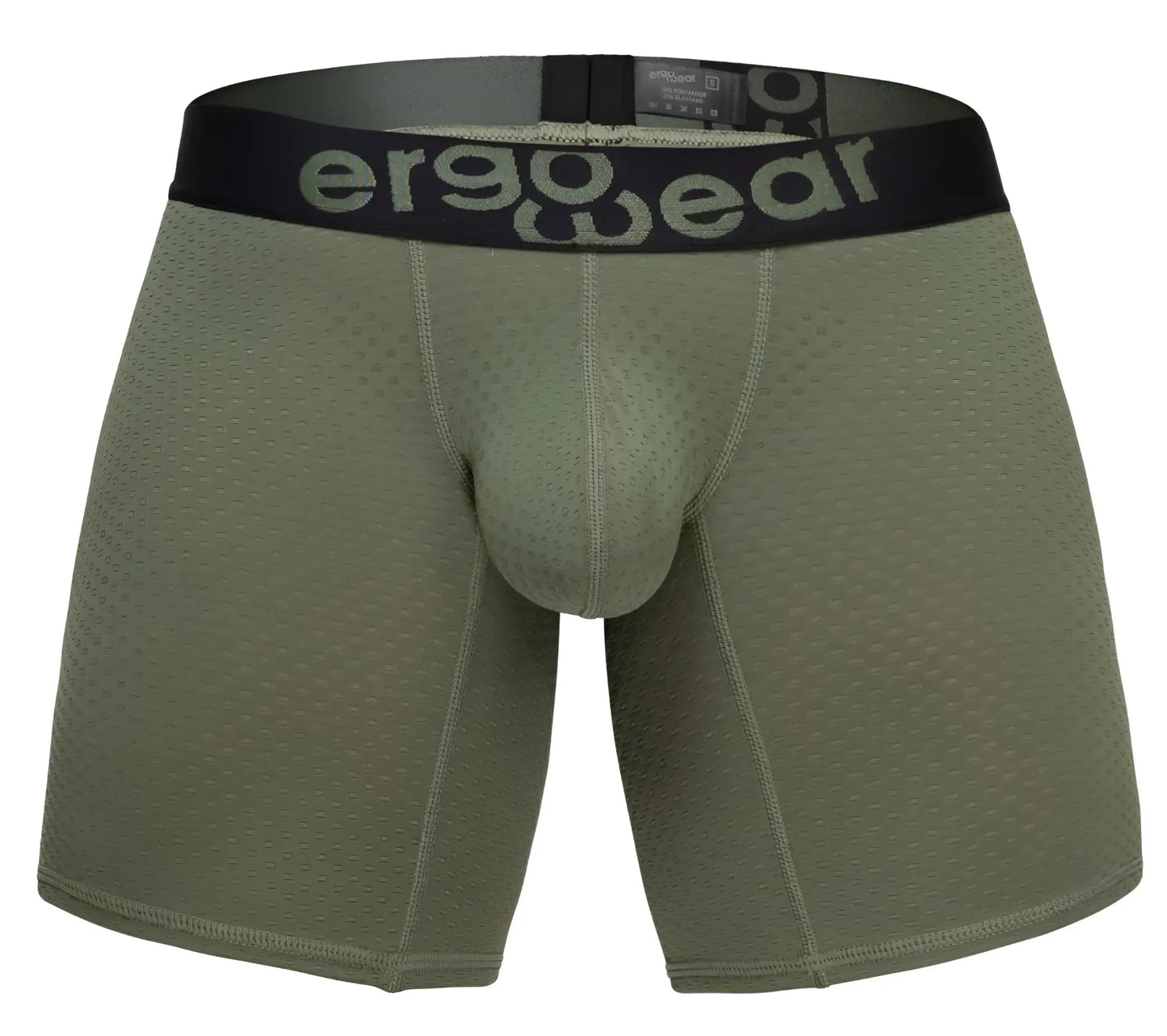 Olive green ergo wear ew1788 max flow ergonomic boxer briefs with black waistband for all-day comfort