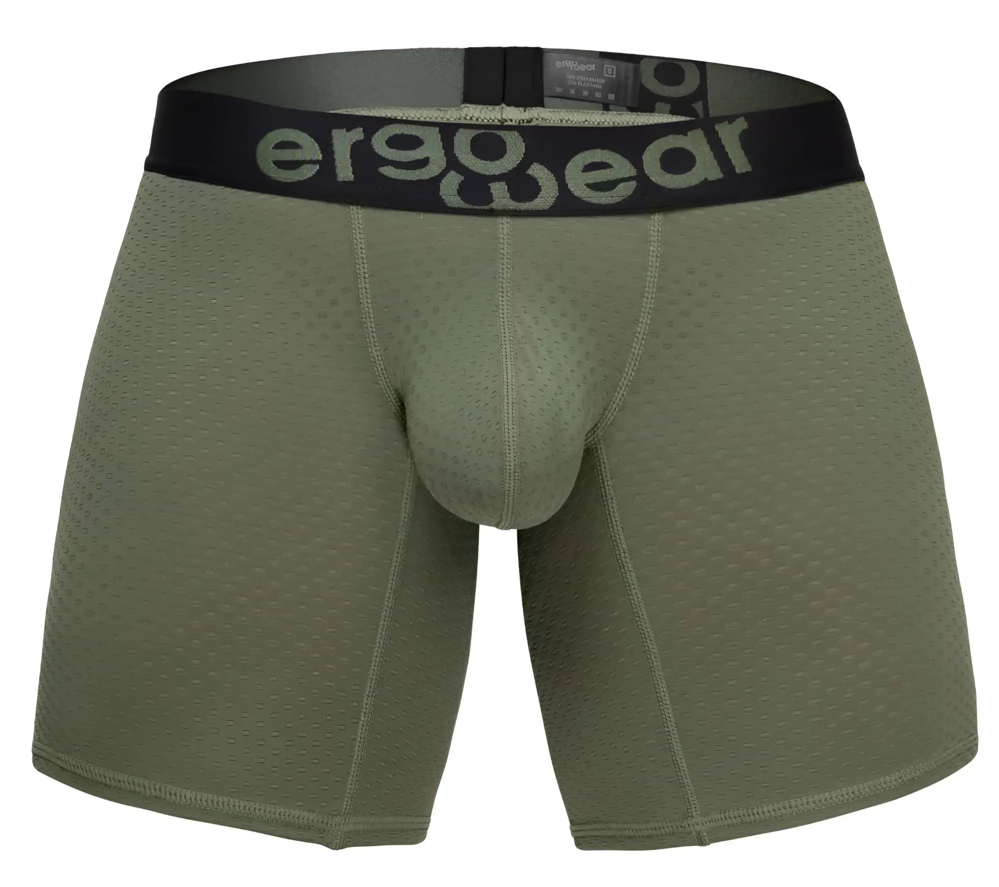 Olive green ergo wear ew1788 max flow ergonomic boxer briefs with black waistband for all-day comfort