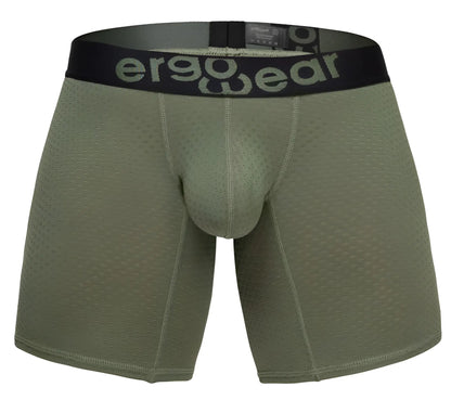 Olive green ergo wear ew1788 max flow ergonomic boxer briefs with black waistband for all-day comfort