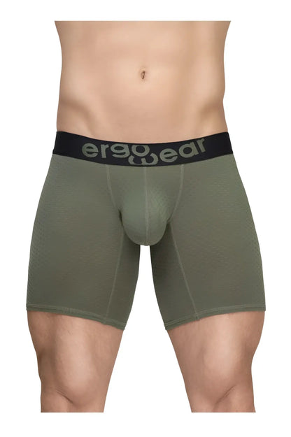 Ergowear ew1788 max flow olive green ergonomic boxer briefs with black waistband and ergowear logo