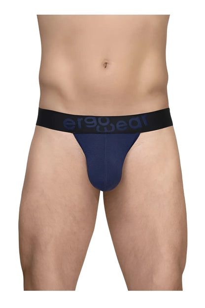Navy blue ergonomic briefs with black waistband and dark gray ergo wear logo in ErgoWear EW1789 MAX FLOW G string