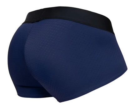 Navy blue mesh ergoWear ew1791 max flow trunks with black elastic waistband designed for breathability and comfort