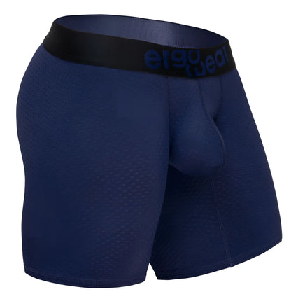 Navy blue ergo gear ew1792 max flow ergonomic boxer briefs with a black waistband for enhanced comfort and support