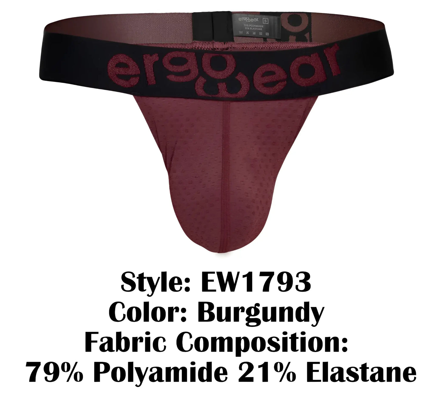 Burgundy ergonomic briefs with a black waistband featuring the ergowear logo in matching burgundy lettering
