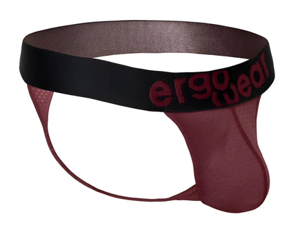 Ergowear ew1793 max flow g-string burgundy mesh briefs with black waistband and red ergo wear logo