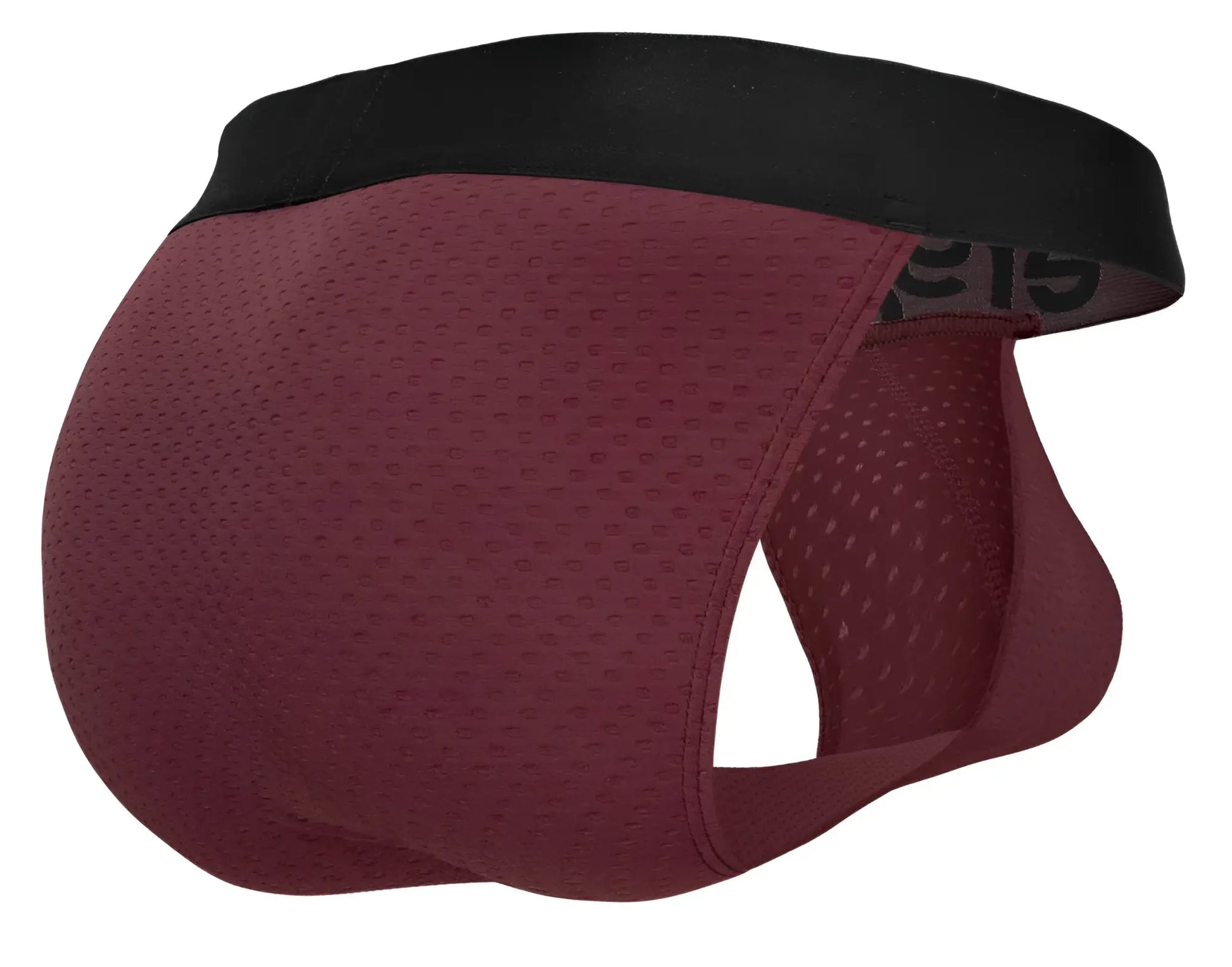 Ergowear ew1794 max flow bikini mesh briefs in burgundy with black elastic waistband for breathable comfort