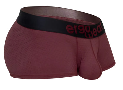 Ergowear ew1795 max flow burgundy ergonomic briefs with a black waistband and matching logo lettering
