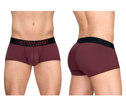 Maroon ErgoWear EW1795 MAX FLOW ergonomic briefs with black waistband featuring ergo wear branding