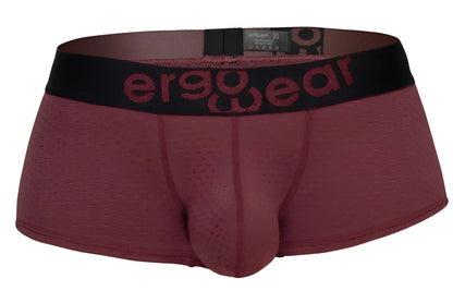 Maroon ergowear ew1795 max flow trunks with ergonomic design and black waistband featuring ergo wear logo