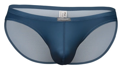 Dark blue ergo wear ew1798 x4d se bikini briefs with mesh panel and branded label in sea blue color