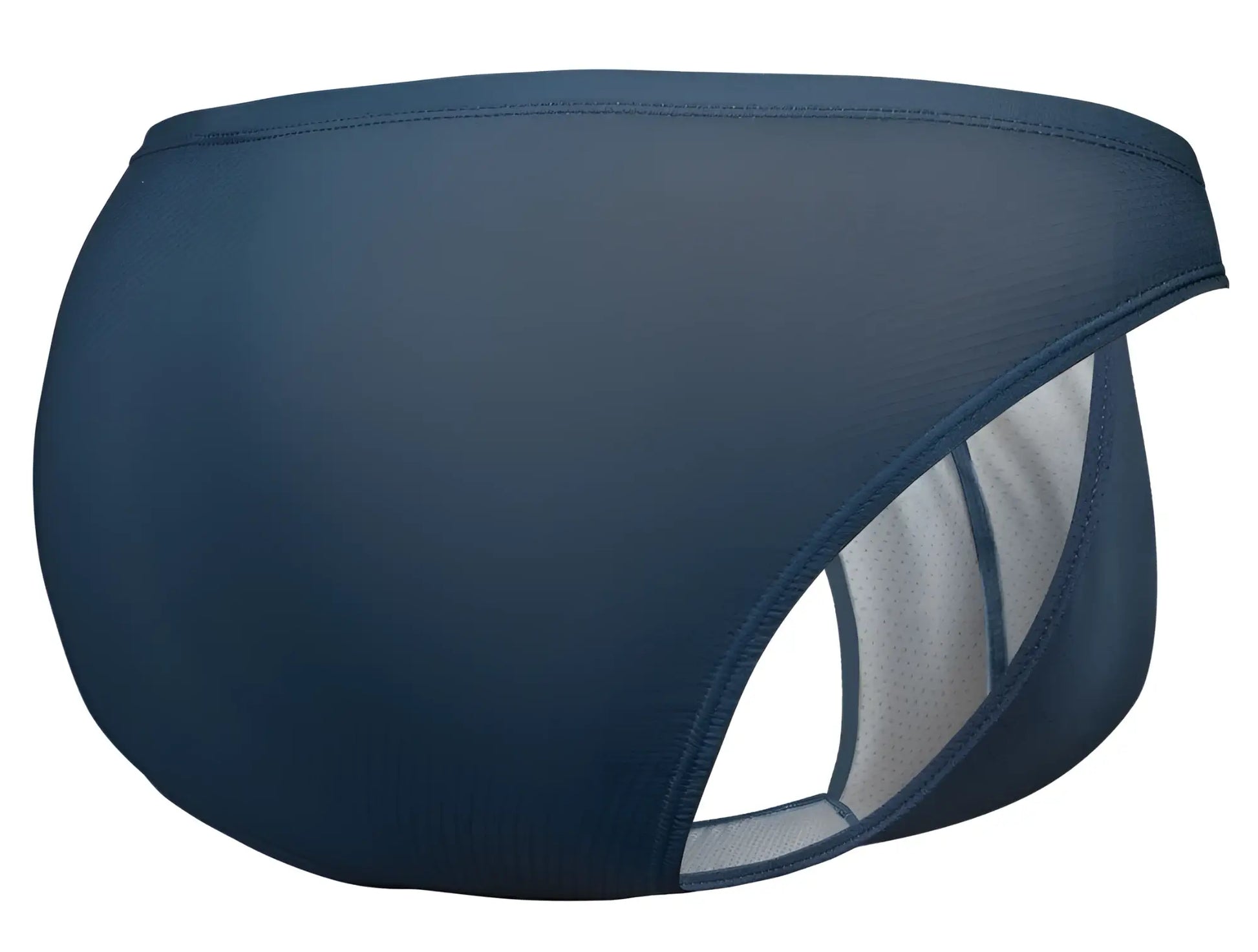 Dark navy blue ergoWear ew1798 x4d se bikini swim trunks with sleek form-fitting design and side mesh paneling