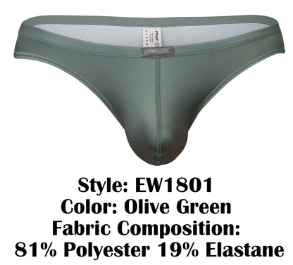 Ergowear ew1801 x4d se olive green men’s thong made from polyester elastane with breathable mesh interior