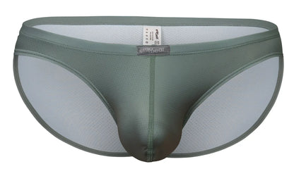Olive green ergoWear ew1802 x4d se bikini brief with mesh sides solid front panel and visible erag bear label