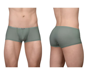 Mens ergoWear ew1803 x4d se trunks in olive green with smooth stretchy fabric and subtle brand tag at waistband