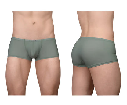 Mens ergoWear ew1803 x4d se trunks in olive green with smooth stretchy fabric and subtle brand tag at waistband