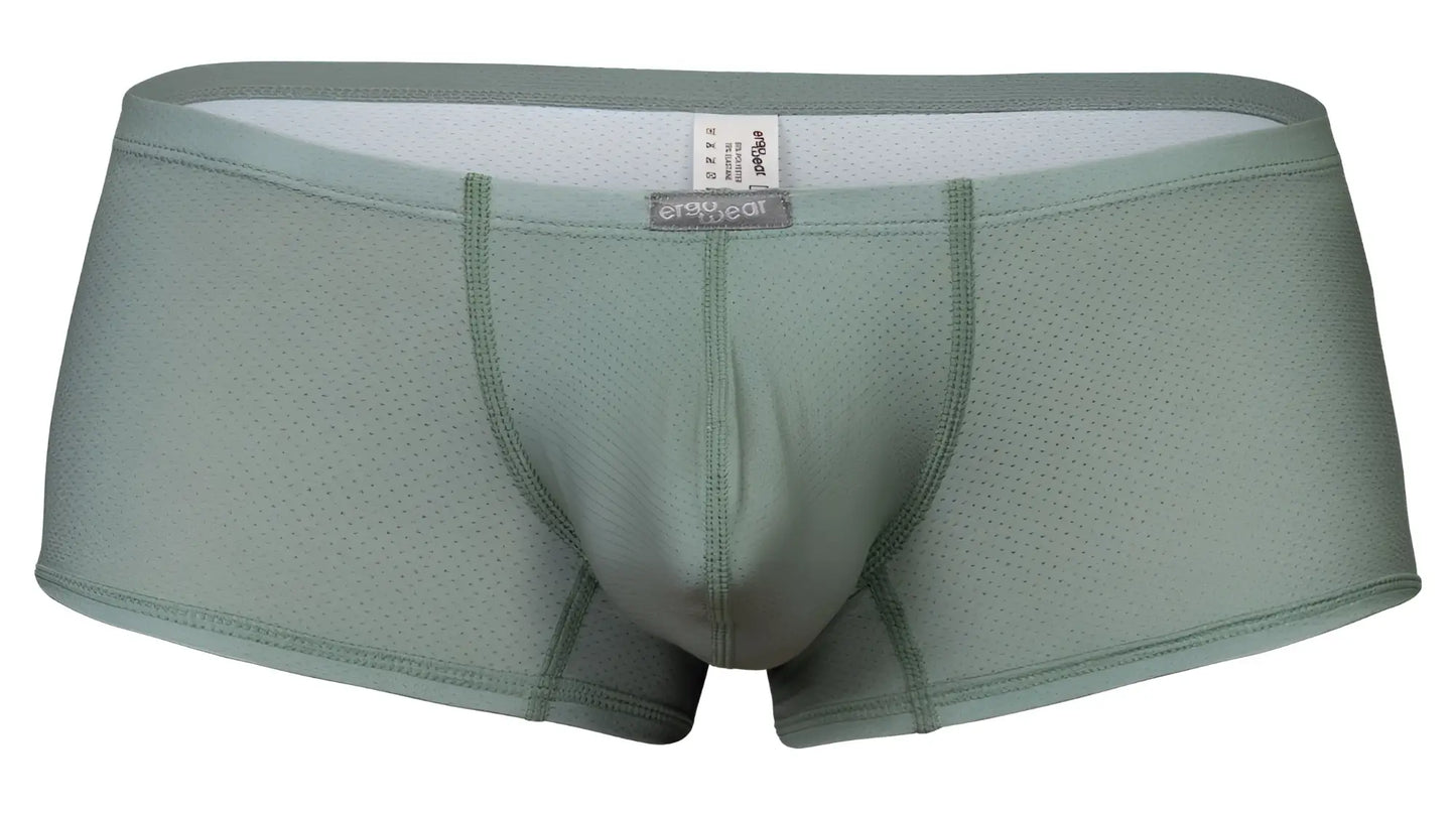 A pair of olive green ergo wear ew1803 x4d se breathable mesh boxer briefs with a contoured design and elastic waistband