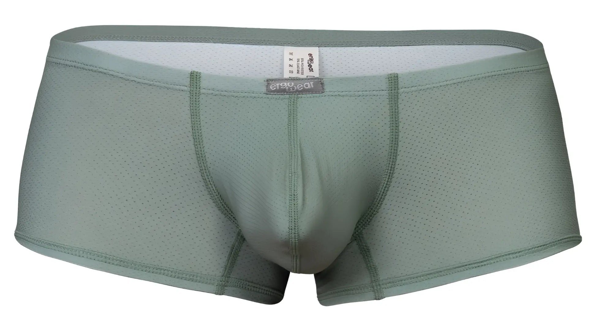 A pair of olive green ergo wear ew1803 x4d se breathable mesh boxer briefs with a contoured design and elastic waistband