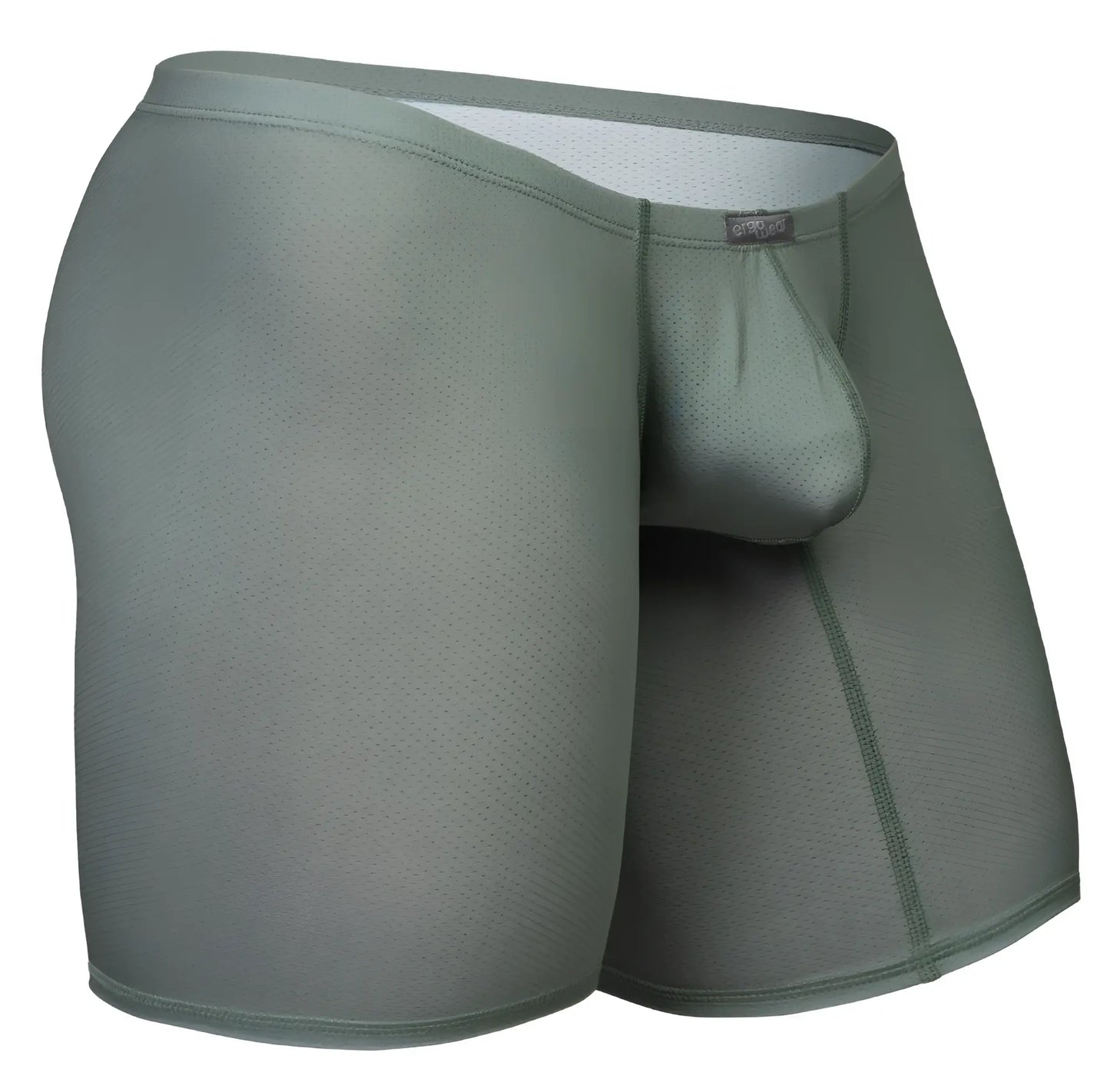 Olive green ergoWear ew1804 x4d se men’s boxer briefs with mesh panel and elastic waistband front view