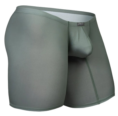 Olive green ergoWear ew1804 x4d se men’s boxer briefs with mesh panel and elastic waistband front view