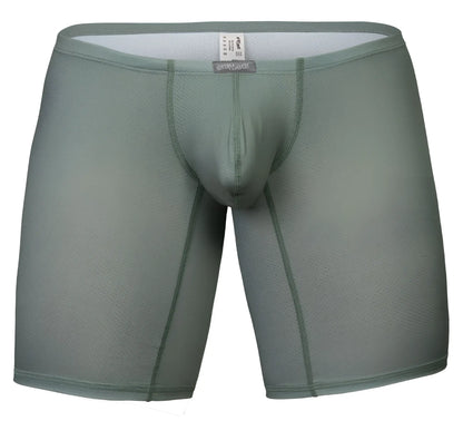 Olive green ergoWear Ew1804 x4d Se men’s boxer briefs with mesh texture and reinforced seams front view