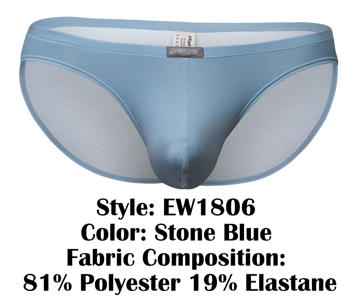 Stone blue ergoWear ew1806 x4d se bikini men’s briefs with mesh panel elastic waistband 81 polyester 19 elastane