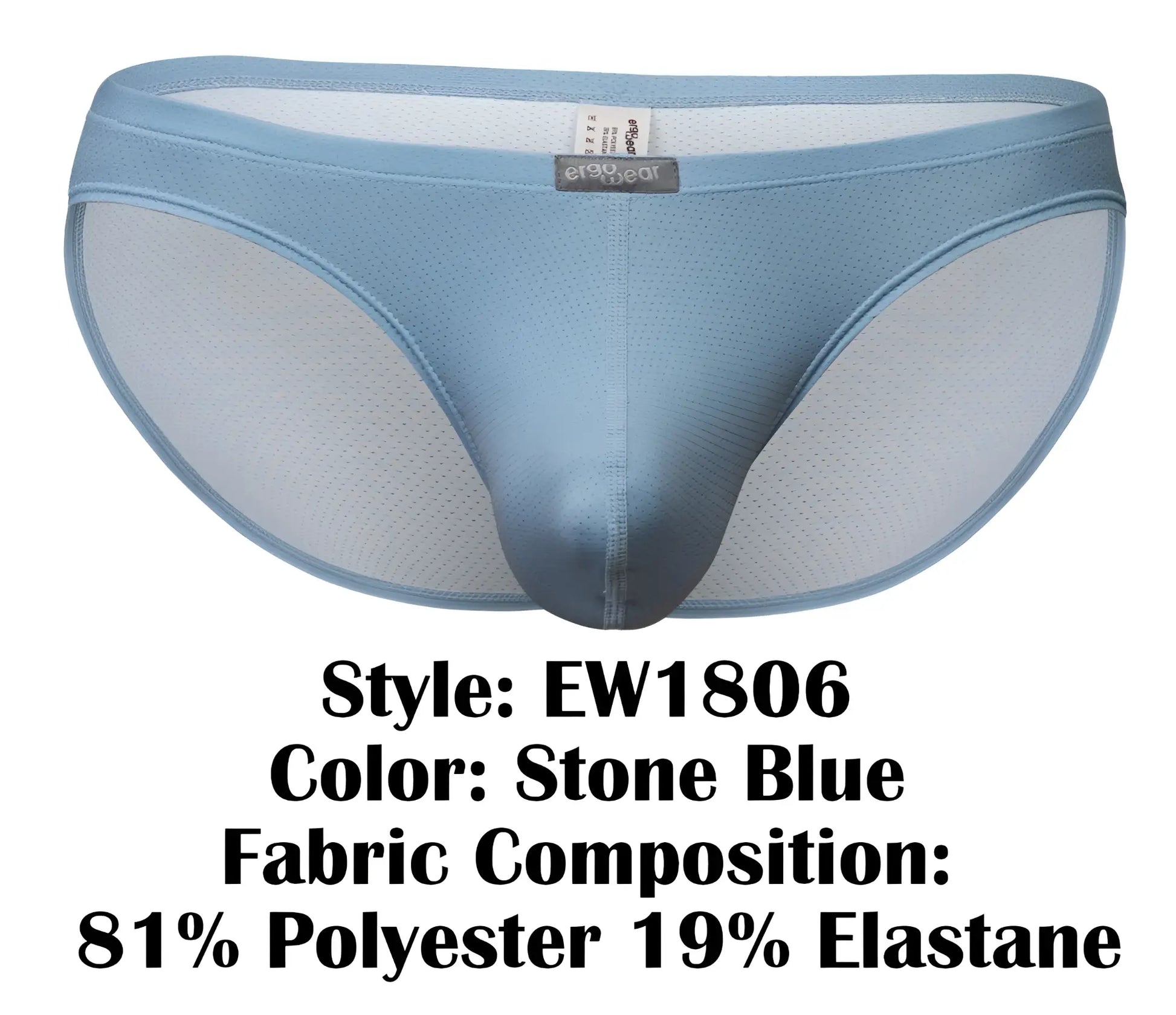 Stone blue ergoWear ew1806 x4d se bikini men’s briefs with mesh panel elastic waistband 81 polyester 19 elastane