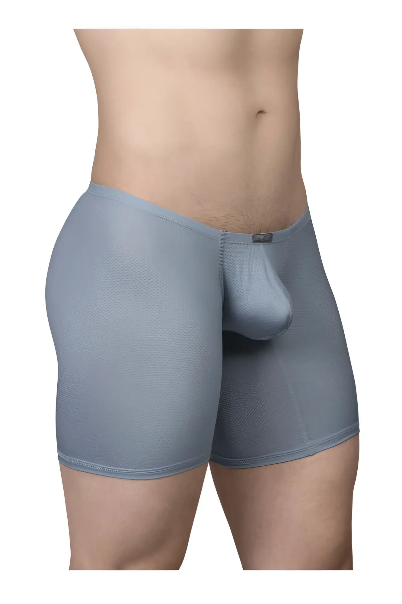 Ergo wear ew1808 x4d se boxer briefs in stone blue with gray mesh fabric and a supportive pouch design