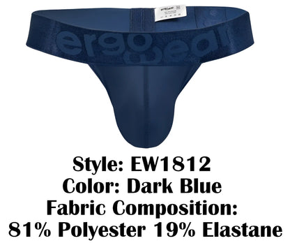 Dark blue ergoWear ew1812 max bold se g-string thong with stretchy seamless ergonomic design and subtle waistband logo