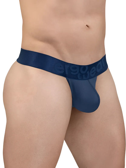 Navy blue sheer mesh jockstrap with solid fabric waistband featuring the ergo wear logo from ErgoWear EW1812 MAX BOLD SE
